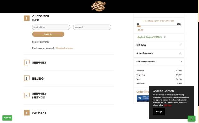 Alumni Hall checkout page showing Alumni Hall discount code box | Screenshot taken by SimplyCodes community member on Sep 7, 2025