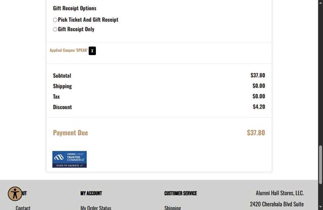 Alumni Hall checkout page showing Alumni Hall discount code box | Screenshot taken by SimplyCodes community member on Jul 23, 2025
