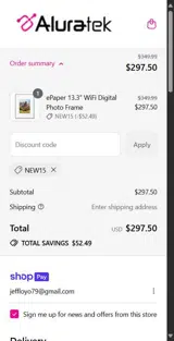 NEW15 coupon verification screenshot