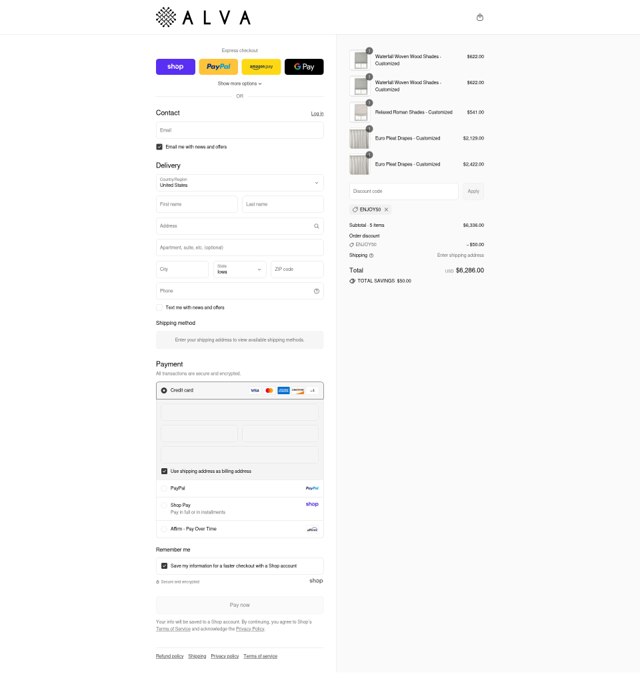Alva checkout page showing Alva discount code box | Screenshot taken by SimplyCodes community member on Sep 8, 2025