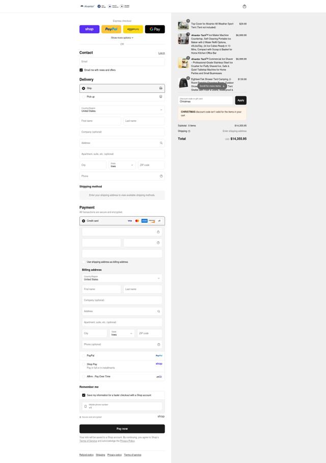 Alvantor checkout page showing Alvantor promo code box | Screenshot taken by SimplyCodes community member on Sep 7, 2025