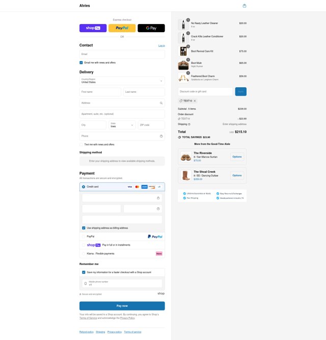 Alvies checkout page showing Alvies discount code box | Screenshot taken by SimplyCodes community member on Aug 5, 2025