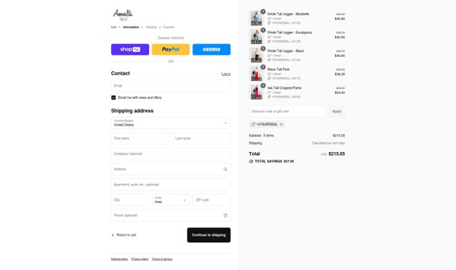 Amalli Talli checkout page showing Amalli Talli coupon code box | Screenshot taken by SimplyCodes community member on Aug 26, 2025