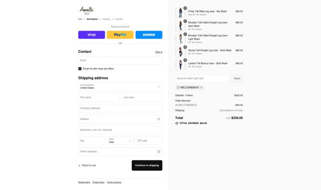 Amalli Talli checkout page showing Amalli Talli coupon code box | Screenshot taken by SimplyCodes community member on Sep 11, 2025