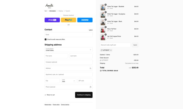 Amalli Talli checkout page showing Amalli Talli coupon code box | Screenshot taken by SimplyCodes community member on Aug 22, 2025