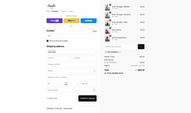 Amalli Talli checkout page showing Amalli Talli coupon code box | Screenshot taken by SimplyCodes community member on Aug 26, 2025