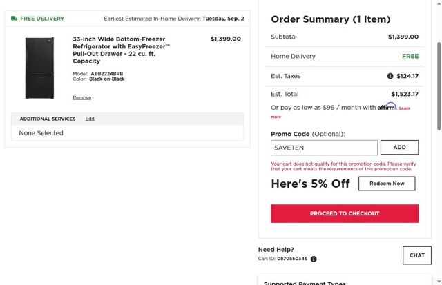 Amana checkout page showing Amana coupon code box | Screenshot taken by SimplyCodes community member on Aug 27, 2025