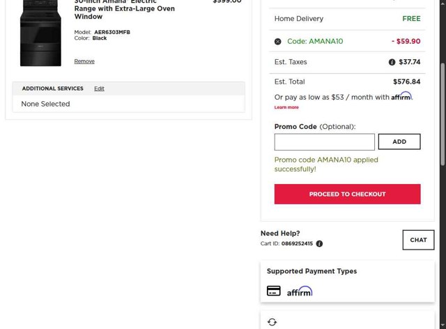 Amana checkout page showing Amana coupon code box | Screenshot taken by SimplyCodes community member on Jul 29, 2025