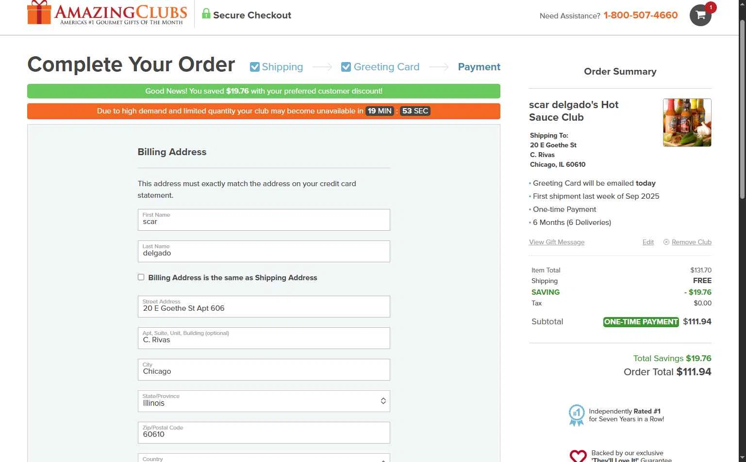Amazing Clubs checkout page showing Amazing Clubs coupon code box | Screenshot taken by SimplyCodes community member on Sep 11, 2025