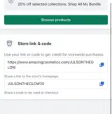 JULSONTHEGLOW20 coupon verification screenshot