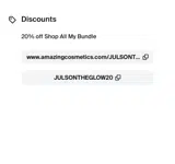 JULSONTHEGLOW20 coupon verification screenshot