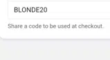 BLONDE20 coupon verification screenshot