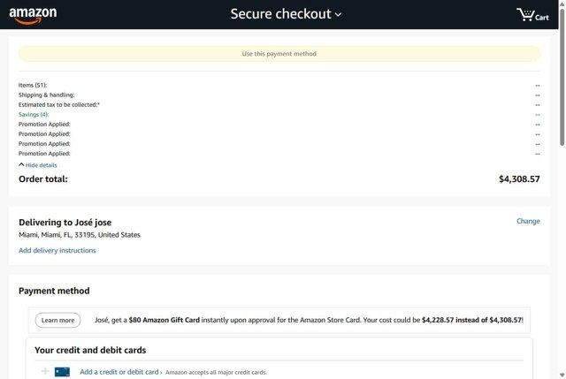 Amazon checkout page showing Amazon promo code box | Screenshot taken by SimplyCodes community member on Aug 27, 2025