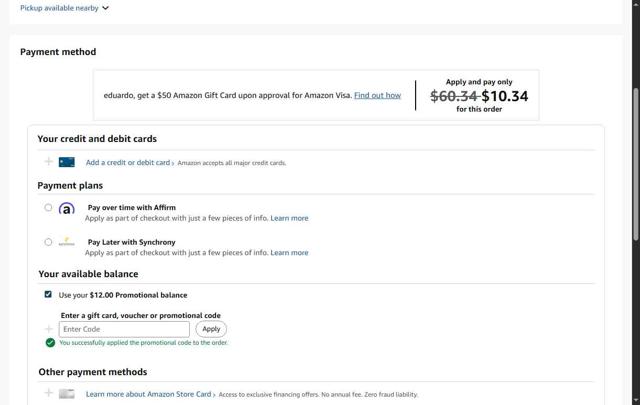 Amazon Music checkout page showing Amazon Music promo code box | Screenshot taken by SimplyCodes community member on Aug 10, 2025