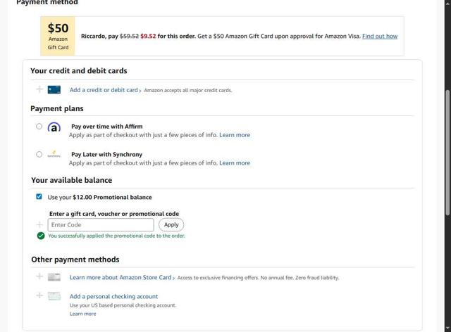 Amazon Music checkout page showing Amazon Music promo code box | Screenshot taken by SimplyCodes community member on Aug 24, 2025