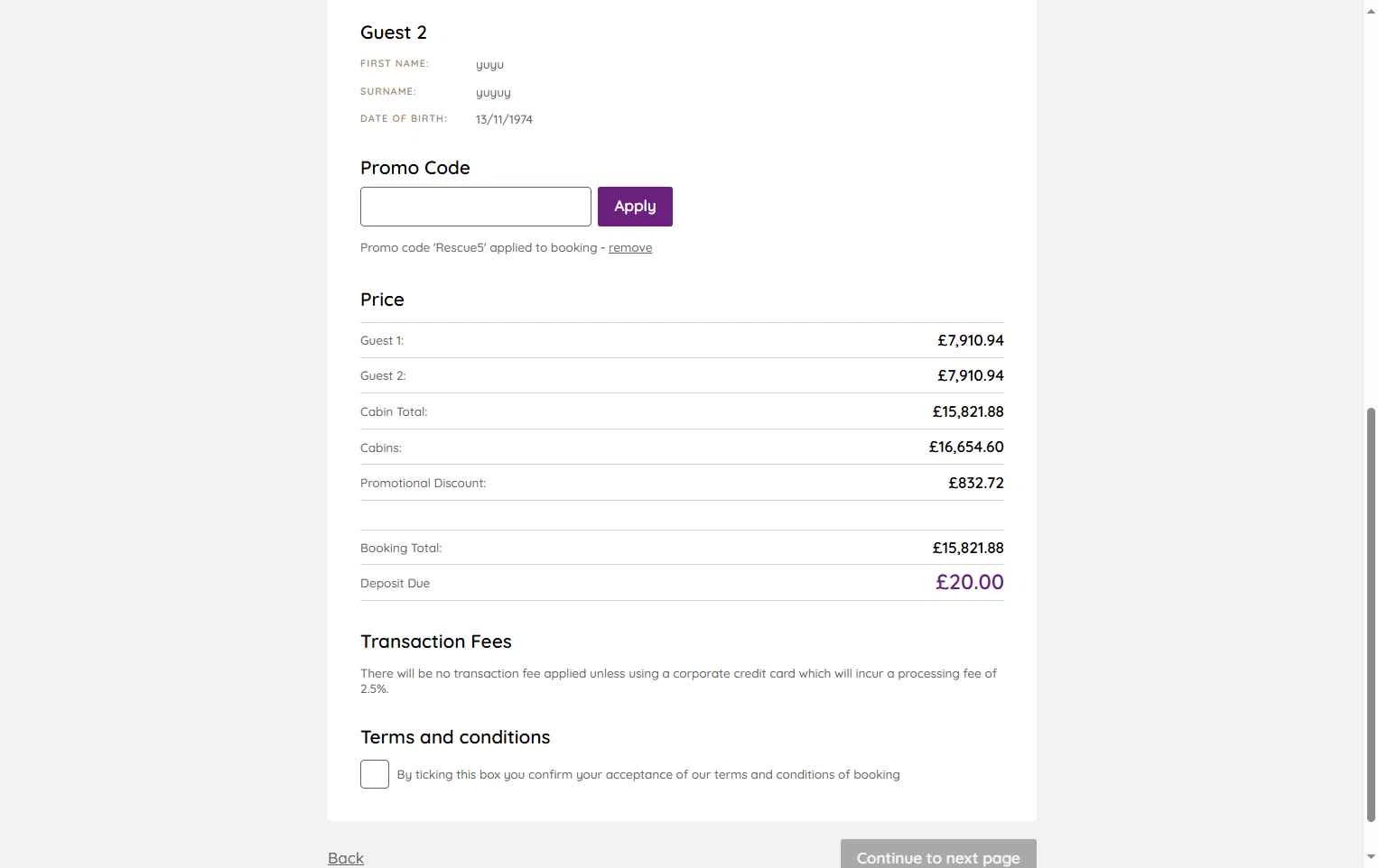 Ambassador Cruise Line checkout page showing Ambassador Cruise Line promo code box | Screenshot taken by SimplyCodes community member on Oct 23, 2025