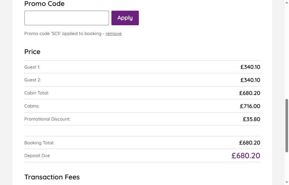 Ambassador Cruise Line checkout page showing Ambassador Cruise Line promo code box | Screenshot taken by SimplyCodes community member on Dec 9, 2025