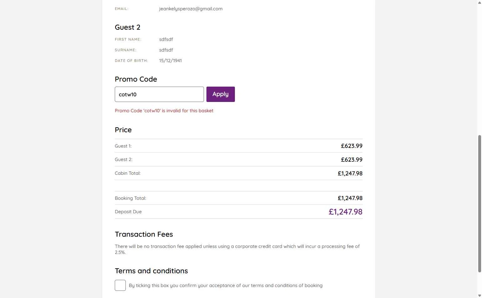 Ambassador Cruise Line checkout page showing Ambassador Cruise Line promo code box | Screenshot taken by SimplyCodes community member on Nov 14, 2025