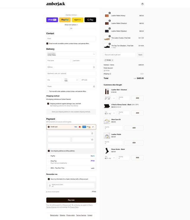 Amberjack checkout page showing Amberjack discount code box | Screenshot taken by SimplyCodes community member on Aug 26, 2025