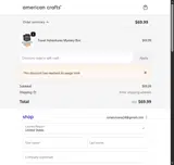 American Crafts coupon verification screenshot