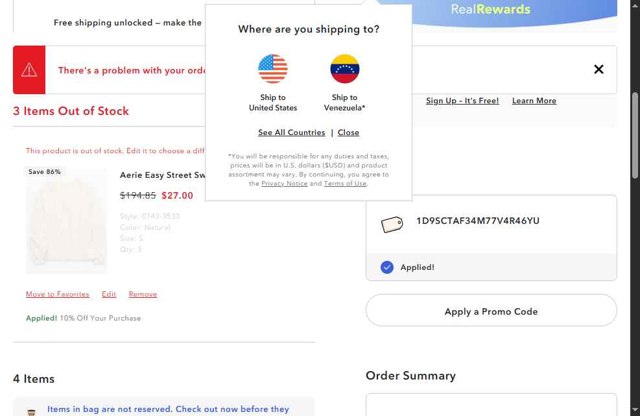 American Eagle checkout page showing American Eagle promo code box | Screenshot taken by SimplyCodes community member on Jun 28, 2025