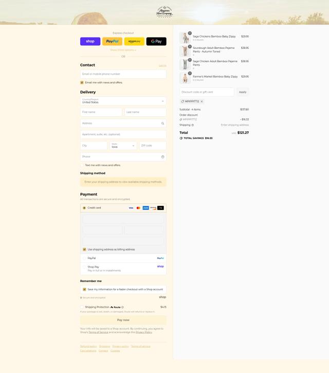 American Farm Company checkout page showing American Farm Company discount code box | Screenshot taken by SimplyCodes community member on Sep 7, 2025