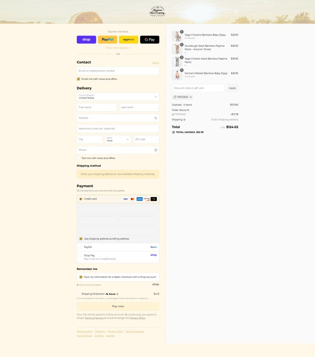 American Farm Company checkout page showing American Farm Company discount code box | Screenshot taken by SimplyCodes community member on Aug 29, 2025