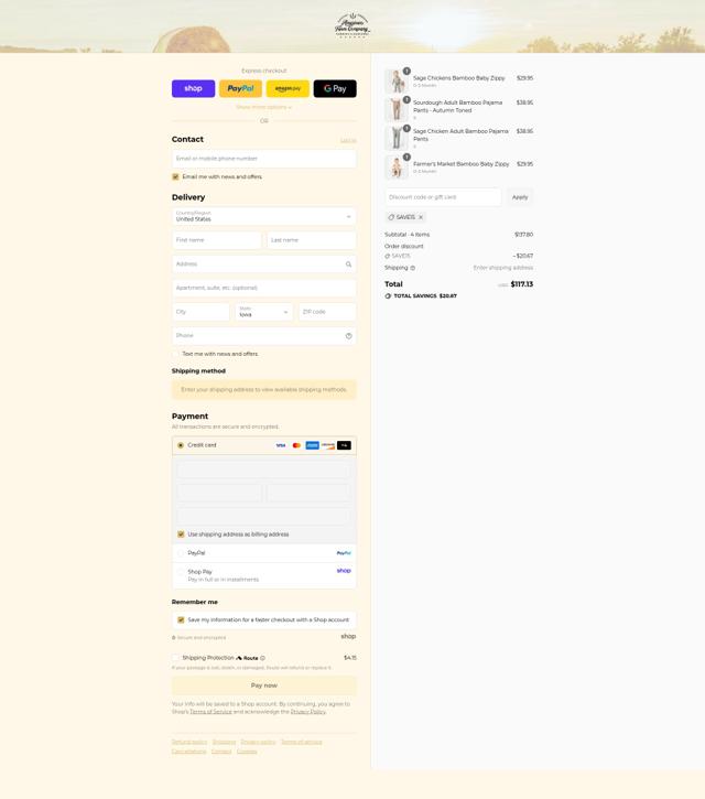 American Farm Company checkout page showing American Farm Company discount code box | Screenshot taken by SimplyCodes community member on Sep 7, 2025