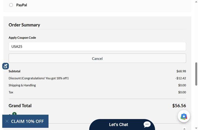 AmericanFlags.com checkout page showing AmericanFlags.com promo code box | Screenshot taken by SimplyCodes community member on May 12, 2025