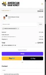 americanrawhoney11 coupon verification screenshot