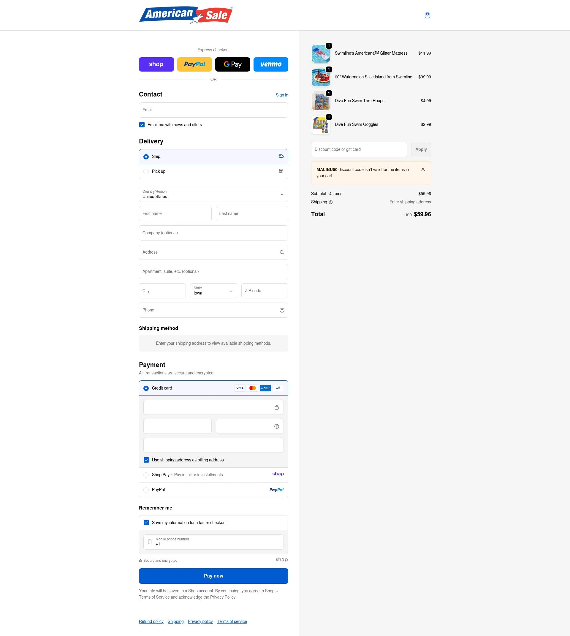 American Sale checkout page showing American Sale promo code box | Screenshot taken by SimplyCodes community member on Jan 10, 2026