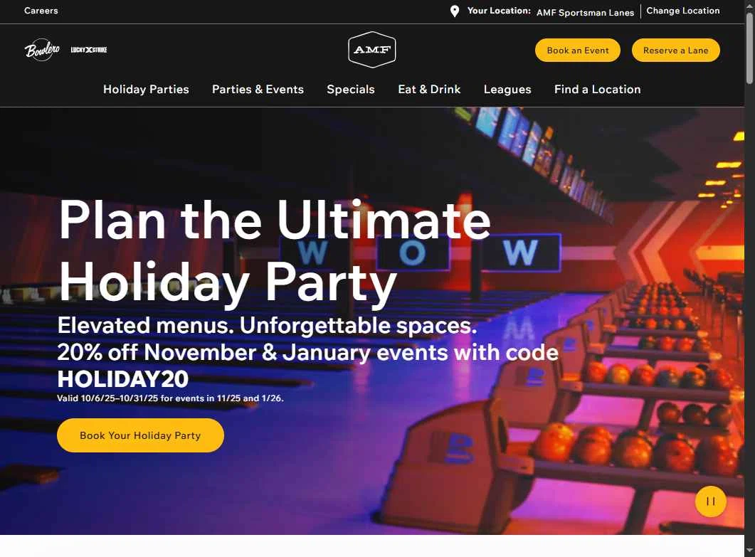 AMF Bowling Lanes checkout page showing AMF Bowling Lanes promo code box | Screenshot taken by SimplyCodes community member on Oct 7, 2025
