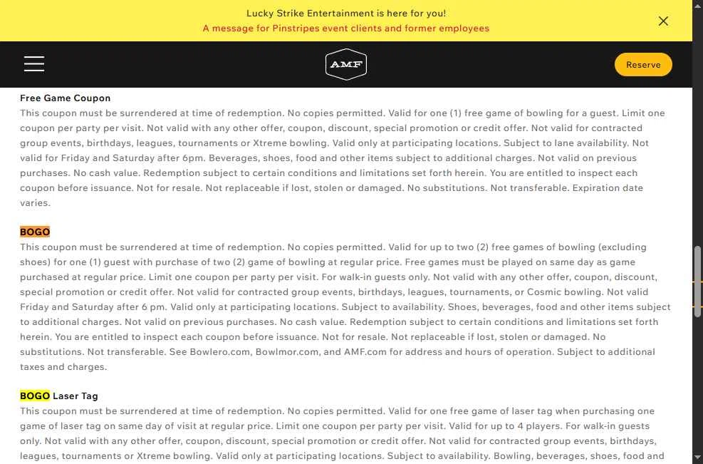 AMF Bowling Lanes checkout page showing AMF Bowling Lanes promo code box | Screenshot taken by SimplyCodes community member on Sep 23, 2025