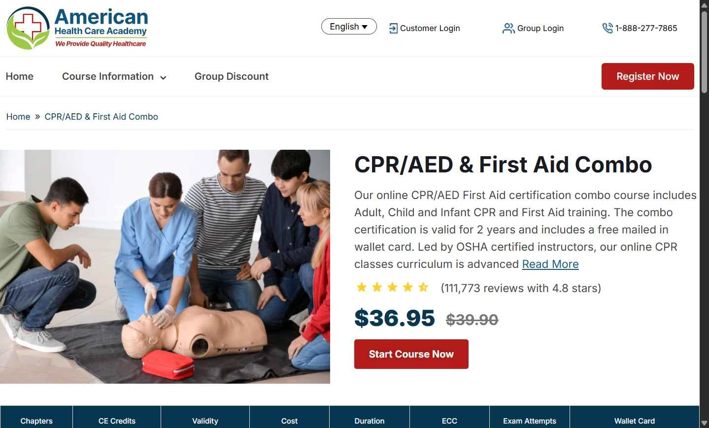 American Health Care Academy checkout page showing American Health Care Academy coupon code box | Screenshot taken by SimplyCodes community member on Dec 15, 2025