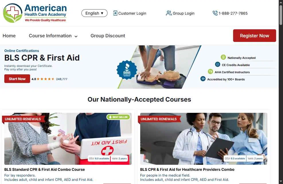 American Health Care Academy checkout page showing American Health Care Academy coupon code box | Screenshot taken by SimplyCodes community member on Jan 13, 2026