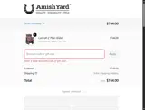 Amish Yard coupon verification screenshot