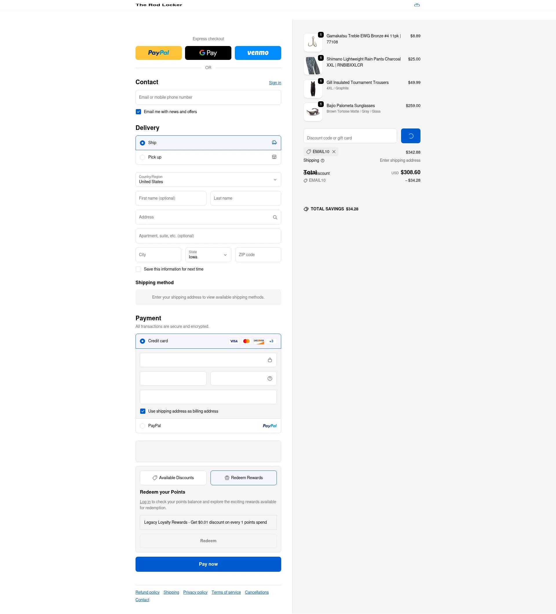 American Legacy Fishing checkout page showing American Legacy Fishing discount code box | Screenshot taken by SimplyCodes community member on Jan 18, 2026
