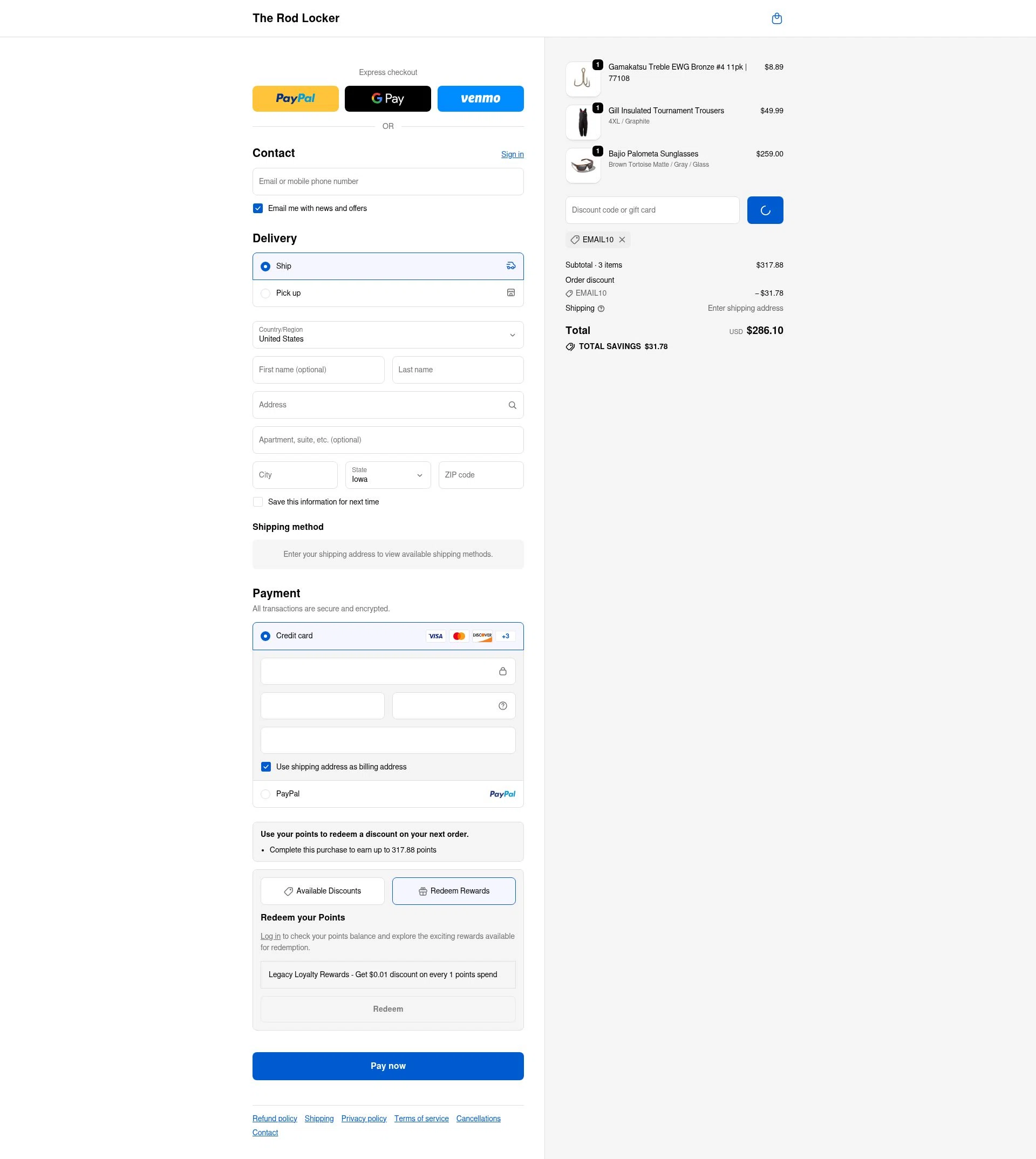 American Legacy Fishing checkout page showing American Legacy Fishing discount code box | Screenshot taken by SimplyCodes community member on Jan 23, 2026