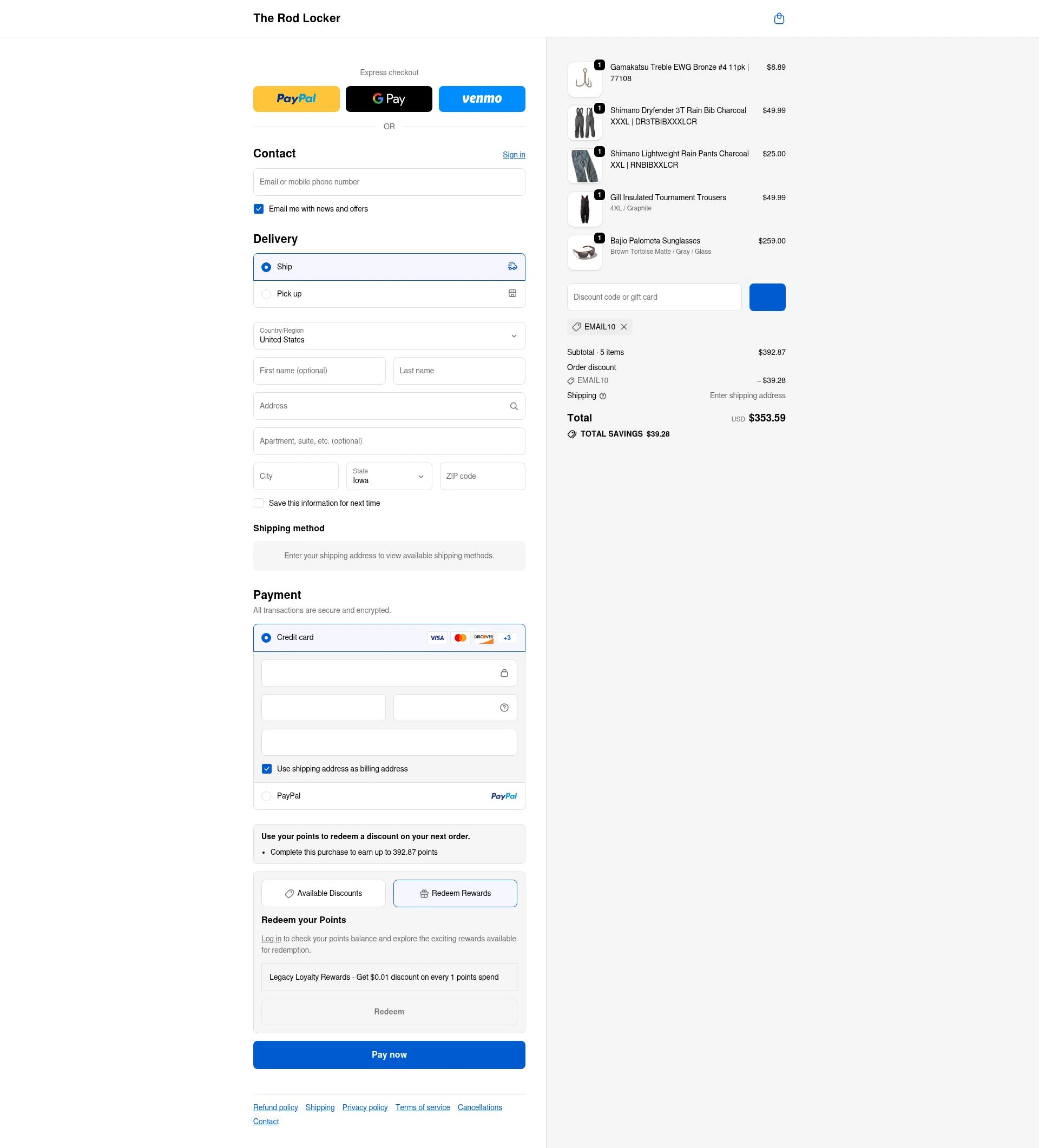 American Legacy Fishing checkout page showing American Legacy Fishing discount code box | Screenshot taken by SimplyCodes community member on Jan 13, 2026
