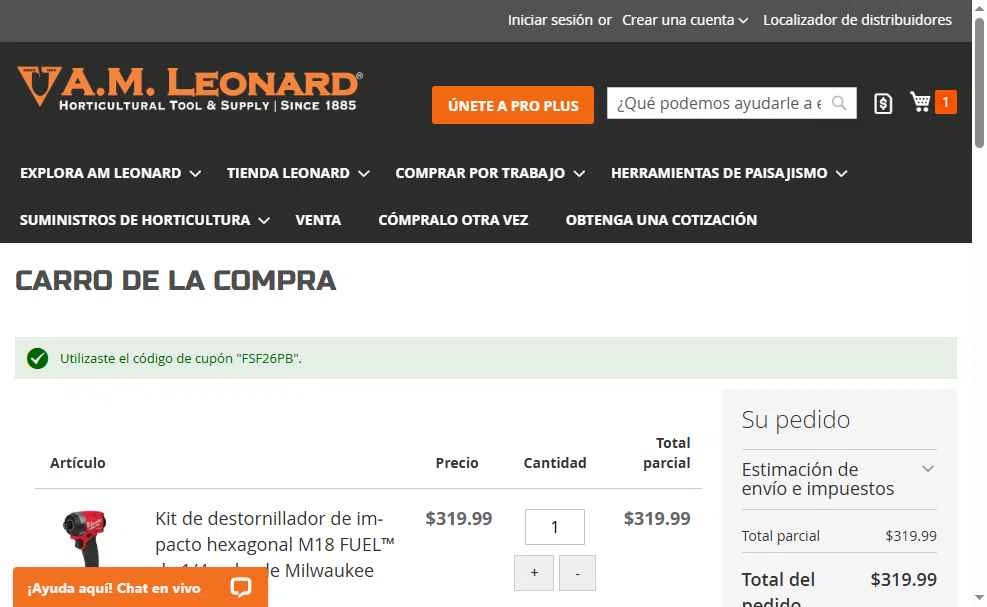A.M. Leonard checkout page showing A.M. Leonard discount code box | Screenshot taken by SimplyCodes community member on Feb 5, 2026