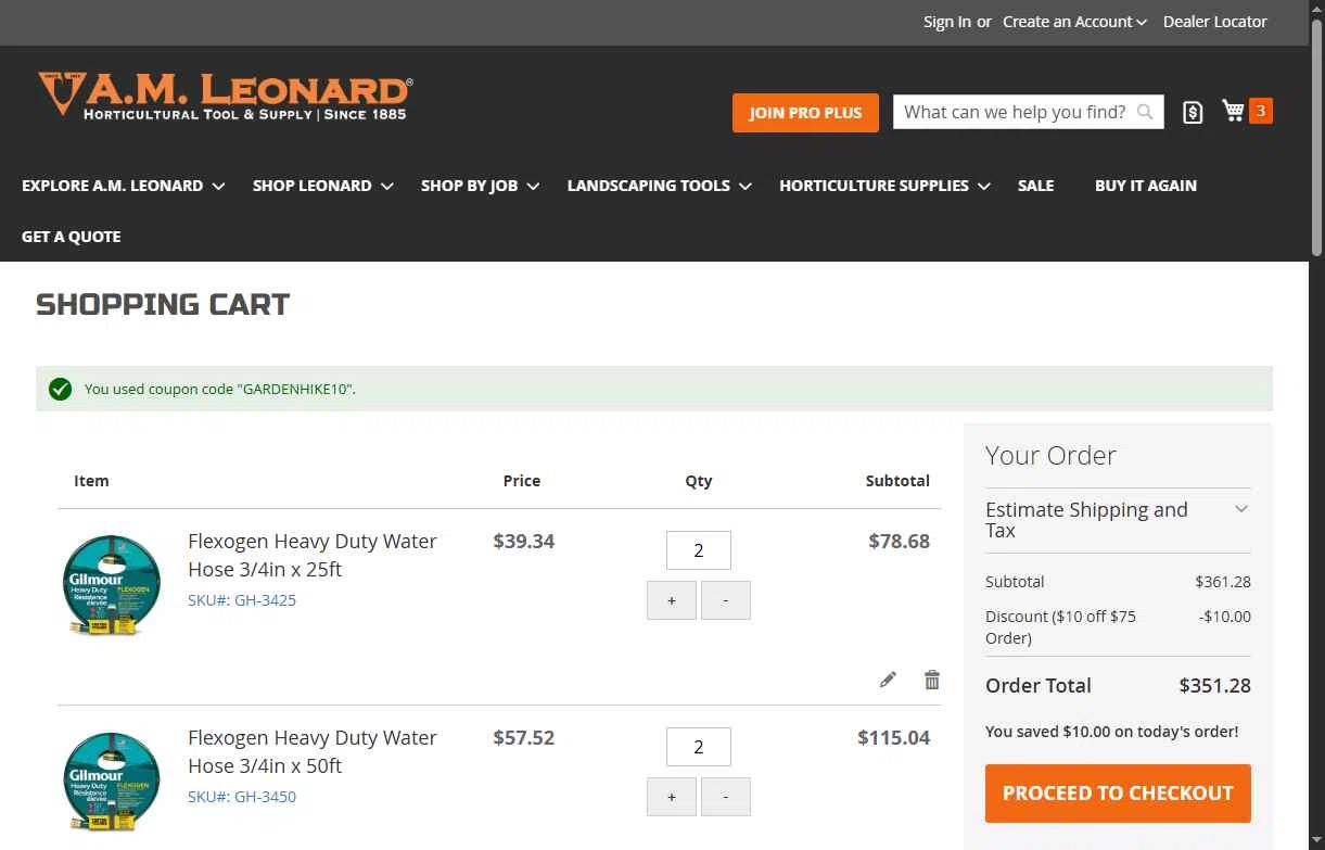 A.M. Leonard checkout page showing A.M. Leonard discount code box | Screenshot taken by SimplyCodes community member on Feb 7, 2026