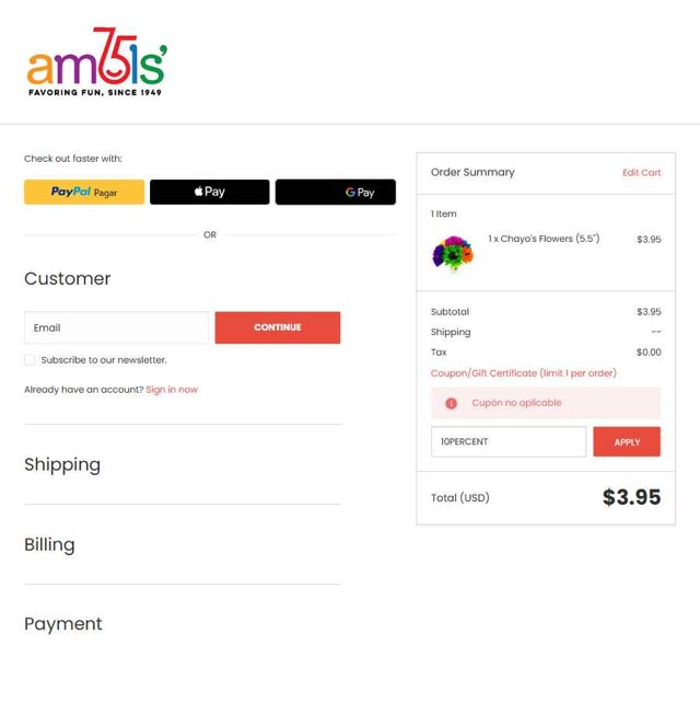 Amols' checkout page showing Amols' promo code box | Screenshot taken by SimplyCodes community member on May 20, 2025
