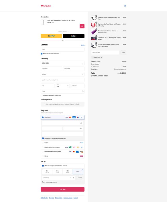 Amovibe checkout page showing Amovibe discount code box | Screenshot taken by SimplyCodes community member on Aug 28, 2025