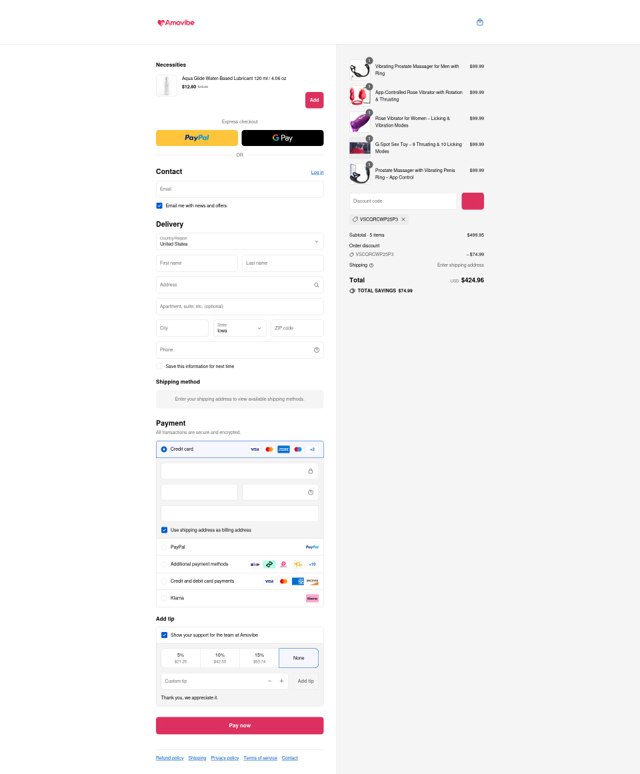 Amovibe checkout page showing Amovibe discount code box | Screenshot taken by SimplyCodes community member on Aug 28, 2025