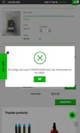 FREEDOM25 coupon verification screenshot