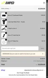 Amped Bikes coupon verification screenshot