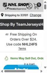 NHLGIFT15 coupon verification screenshot