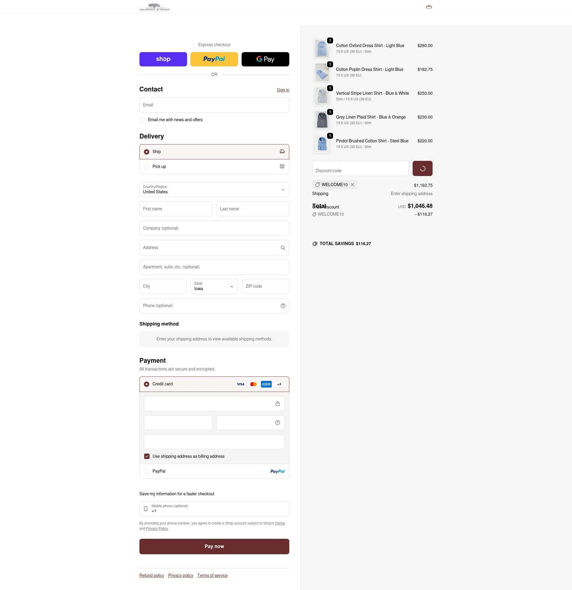 Anatoly's checkout page showing Anatoly's promo code box | Screenshot taken by SimplyCodes community member on Jan 10, 2026