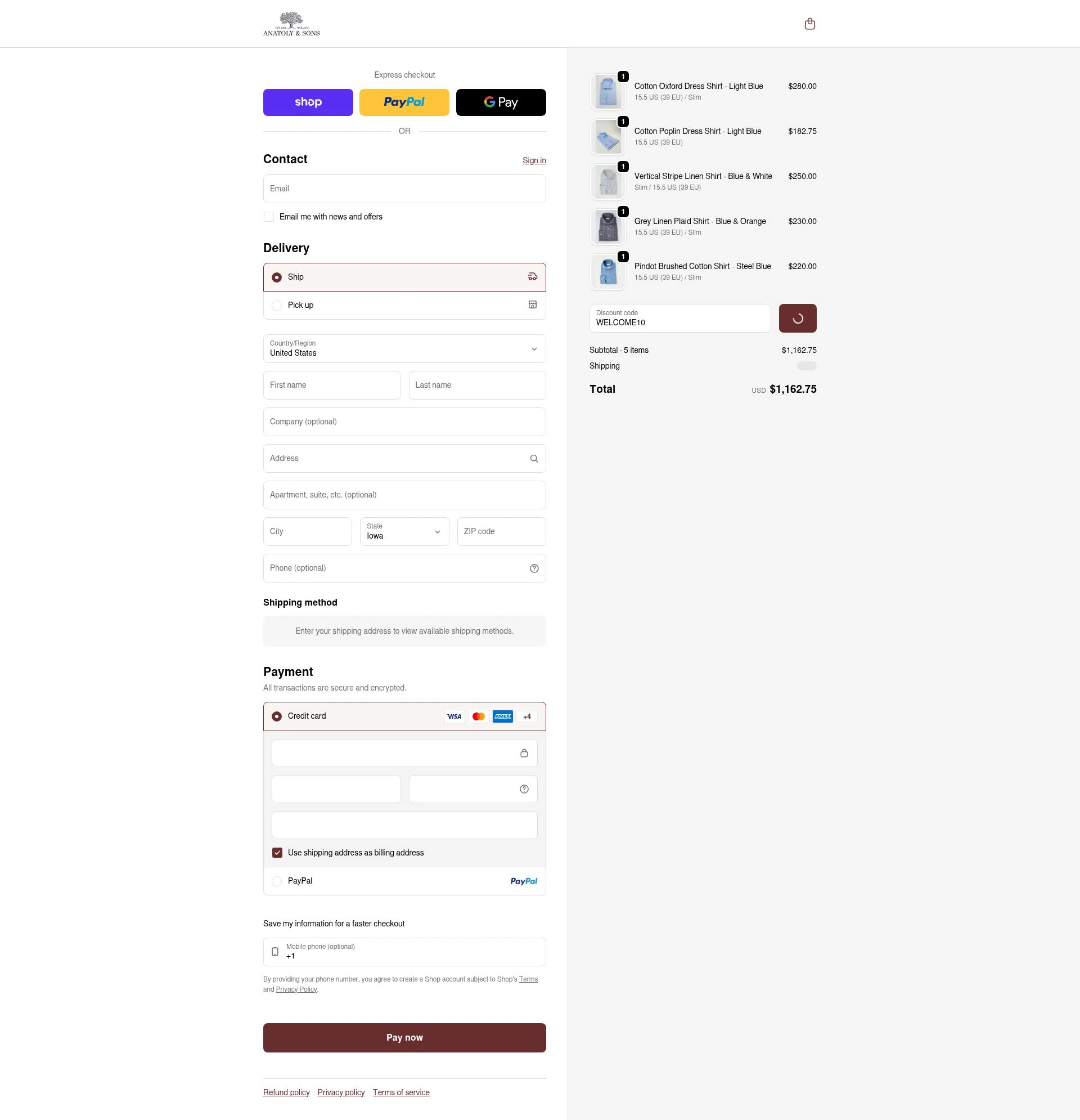 Anatoly's checkout page showing Anatoly's promo code box | Screenshot taken by SimplyCodes community member on Feb 10, 2026