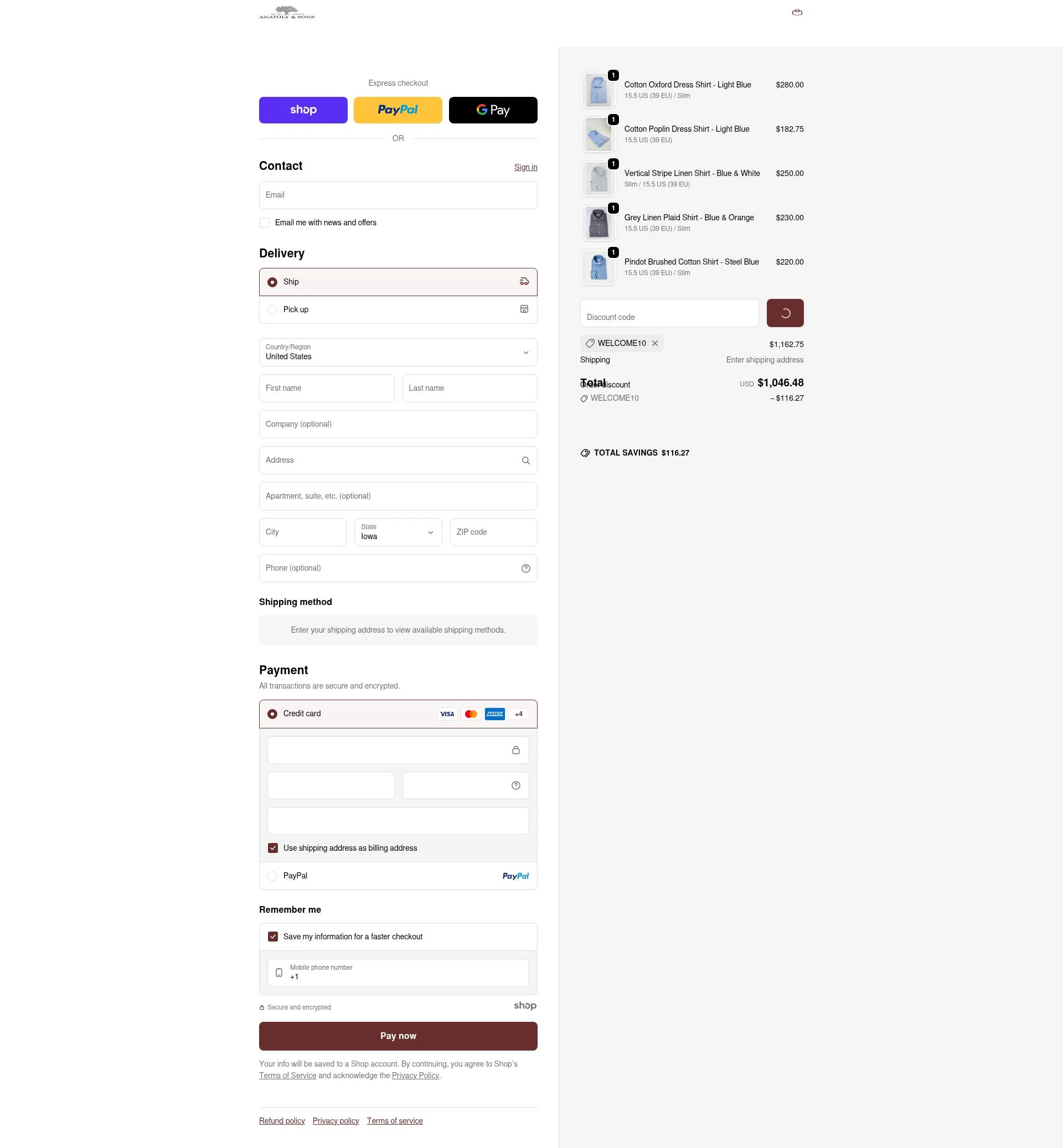Anatoly's checkout page showing Anatoly's promo code box | Screenshot taken by SimplyCodes community member on Jan 5, 2026